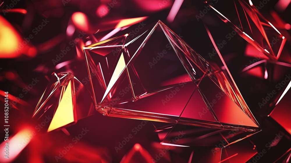 Poster abstract polygonal gradient in warm tones