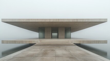 Obraz premium Minimalist Concrete Structure in Fog