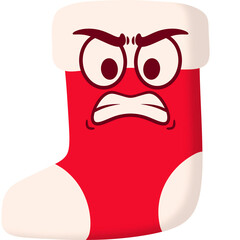 Christmas Sock Angry Face Cartoon