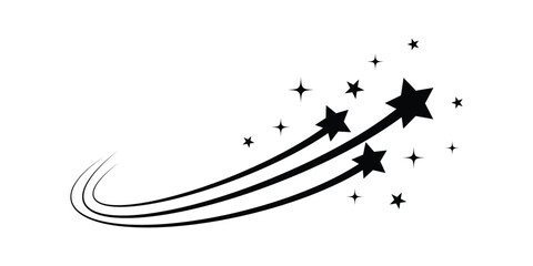 falling star. simple shooting stars symbol. transparent png and vector illustration.