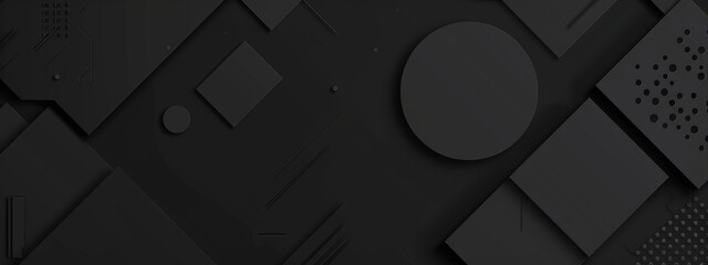 Contemporary abstract motifs on black background with copy space for design. Ideal for modern banner templates, abstract minimalist wallpaper, simple geometric modern wallpaper.