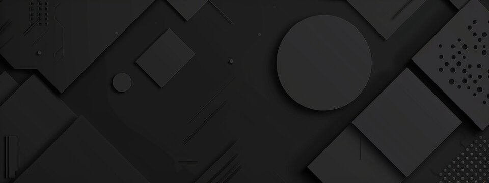 Contemporary abstract motifs on black background with copy space for design. Ideal for modern banner templates, abstract minimalist wallpaper, simple geometric modern wallpaper.
