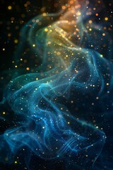 Lumi&egrave;res scintillantes et color&eacute;es sur fond noir, arri&egrave;re plan, fond graphique, effet de flou et de bokeh