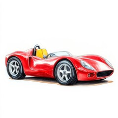 Fototapeta premium A vibrant red sports car illustration showcasing sleek design and an aerodynamic profile, perfect for automotive magazines, brochures, or digital content related to speed and luxury,