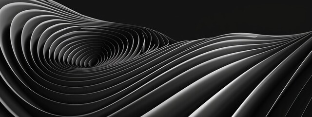 Naklejka premium Curves on Black Background for Design, Banner Template, Abstract Curves Wallpaper with Copy Space, Minimalist Curves Pattern Wallpaper