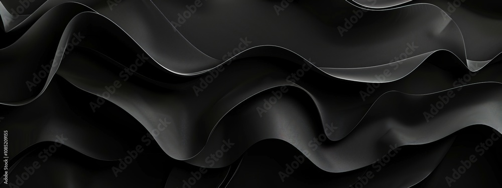Poster Photo of Black Background with Delicate Patterns for Design, Featuring White Space in the Center for Text. Ideal for Banner Templates and Digital Projects. Abstract Minimalist Wallpaper.