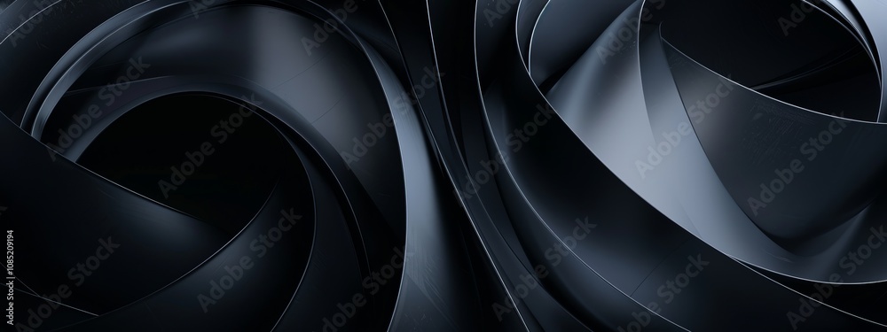 Poster Photo of Black Background with Delicate Patterns for Design, Featuring White Space in the Center for Text. Ideal for Banner Templates and Digital Projects. Abstract Minimalist Wallpaper.