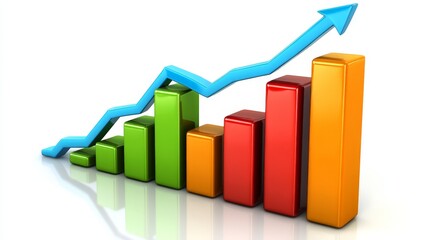 Colorful Market Graph with Profit Growth Icons