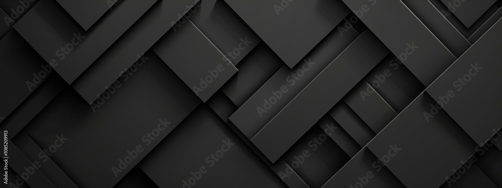 Aufkleber Black Background with Diagonal Lines and Squares, Banner Template with White Space for Text. Minimalist Geometric Wallpaper with Copy Space on Black Background. Clean Modern Wallpaper.