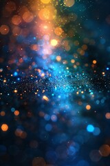 Obraz premium Lumières scintillantes et colorées sur fond noir, arrière plan, fond graphique, effet de flou et de bokeh