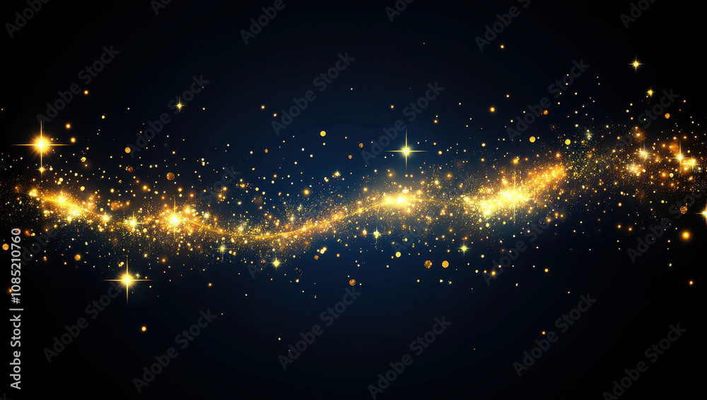Wall mural abstract bokeh background with golden lights and sparkles