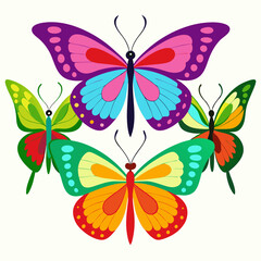 set of colorful butterflies