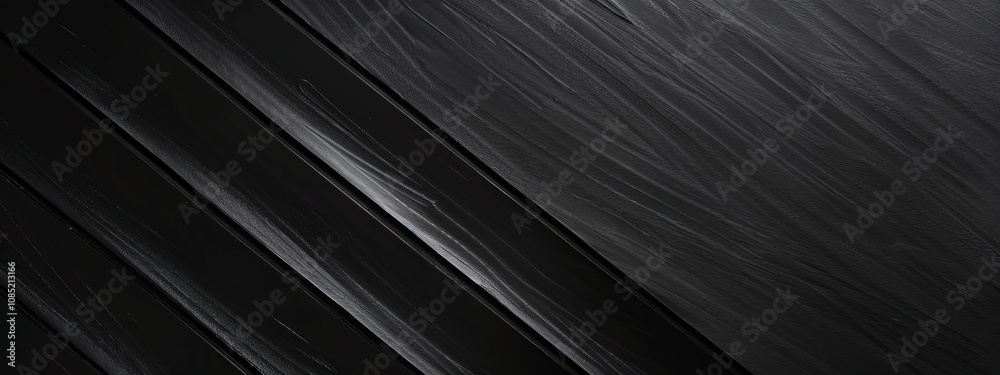 Poster Simple geometric pattern with diagonal stripes on black background. Featuring white space in the center for text, ideal for design templates and modern banners.