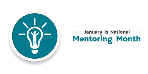 National Mentoring Month. People and lamp. Great for cards, banners, posters, social media and more. White background.