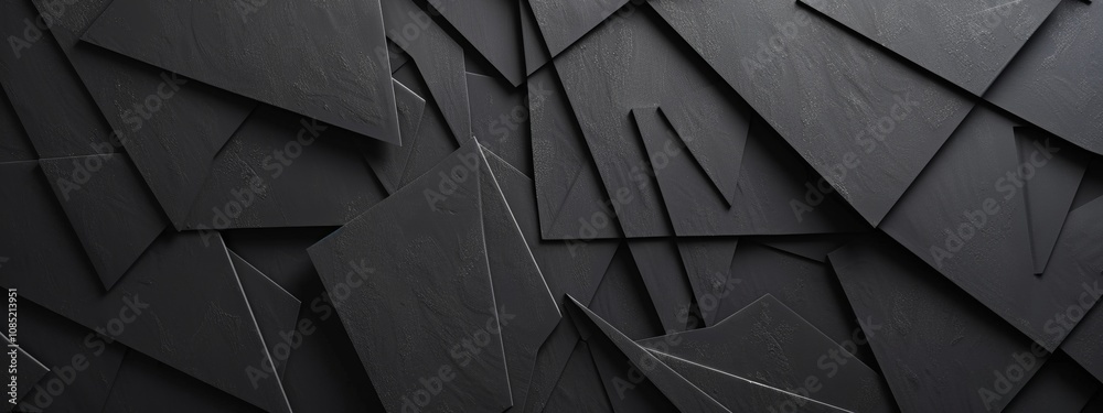 Poster black background with diamond shapes and lines, banner template with white space for text. minimalis
