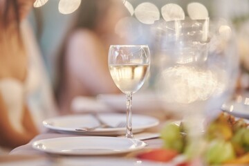 Table set for an event party or wedding reception. Banquet table design