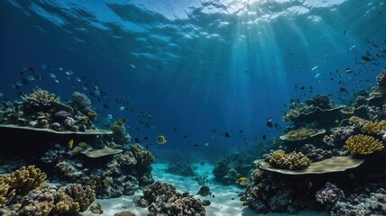 Obraz premium underwater blue background in sea generate ai