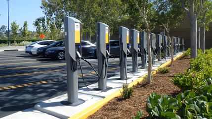 Electrician wiring electric vehicle (EV) charging stations.