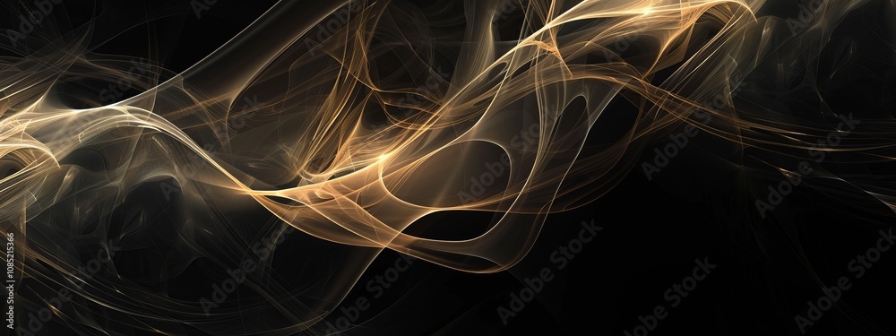 Aufkleber Black background with fractal designs. Banner template with white space in the center for text. Perfect for abstract minimalist wallpaper and modern graphic design projects.