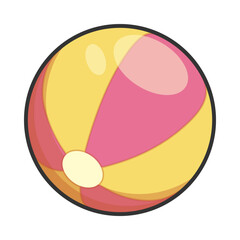 A colorful beach ball illustration in cartoon style, 