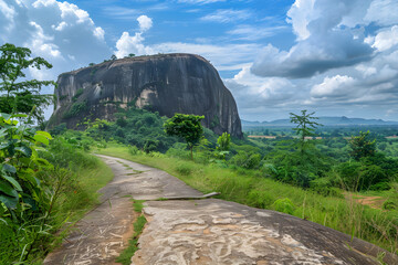 Enthralling View of the Historic Aso Rock and Surrounding Lush Vegetation in Ogun State, Nigeria