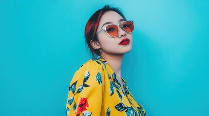 Vibrant Portrait of Millennial Woman in Colorful Attire