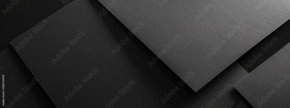 Aufkleber Black background with geometric abstraction. Banner template with white space in the center for text. Ideal for abstract minimalist wallpaper and modern digital projects.