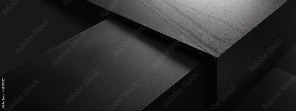 Aufkleber Black background with geometric abstraction. Banner template with white space in the center for text. Ideal for abstract minimalist wallpaper and modern digital projects.