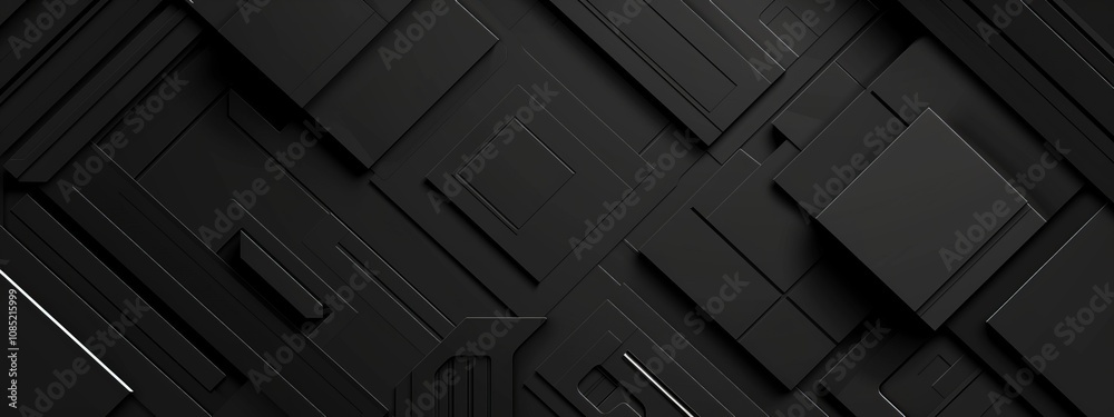 Poster photo of black background with geometric elements and lines for design, featuring white space in the