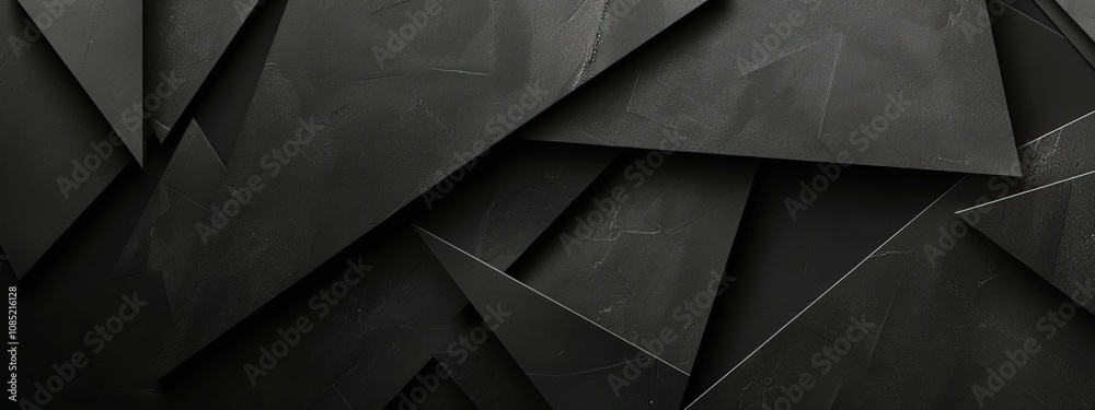 Poster photo of black background with geometric elements for design, featuring white space in the center fo