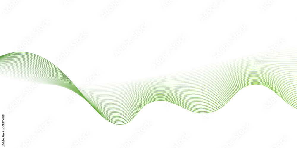 Fototapete Modern abstract green wave liquid lines background.dots on a whit clean and fresh background,Frequency sound wave lines and technology curve lines,green wave lines frame, 
