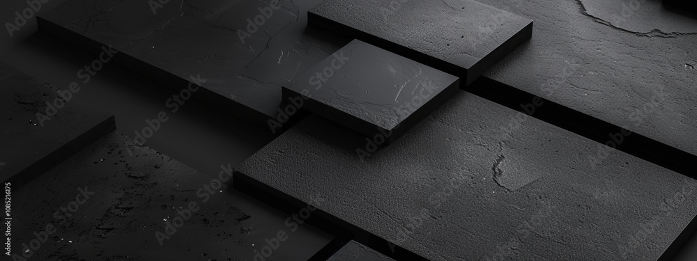 Poster photo of black background with geometric elements for design, featuring white space in the center fo