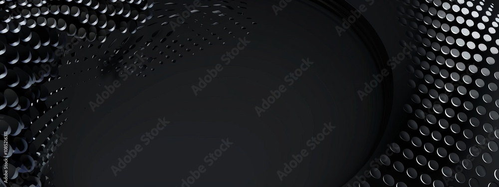 Poster black background with geometric grids and motifs for design, banner template. white space in the cen