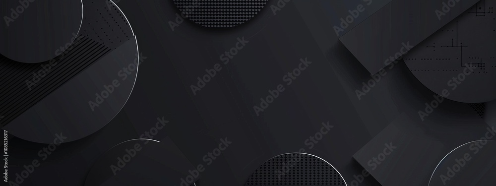 Poster black background with geometric grids and motifs for design, banner template. white space in the cen