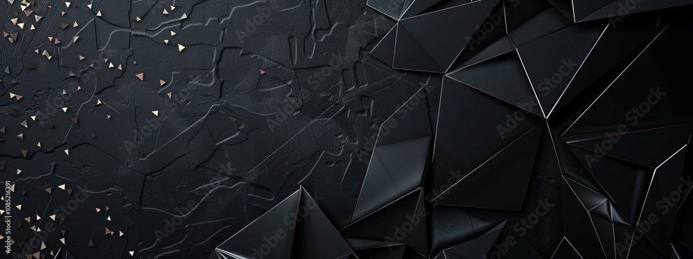 Poster black background with geometric grids and motifs for design, banner template. white space in the cen