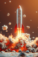 Obraz premium Rocket launching into space