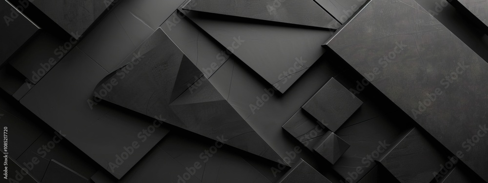 Poster black background with geometric repetition. banner template with white space in the center for text.