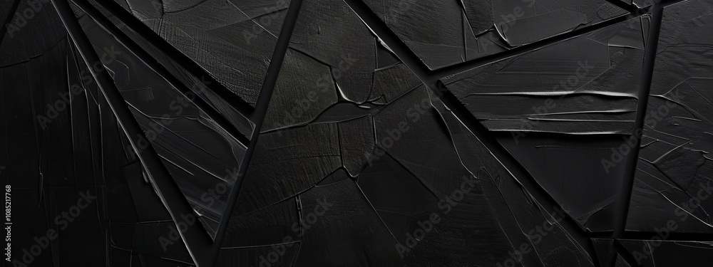 Poster black background with geometric repetition. banner template with white space in the center for text.