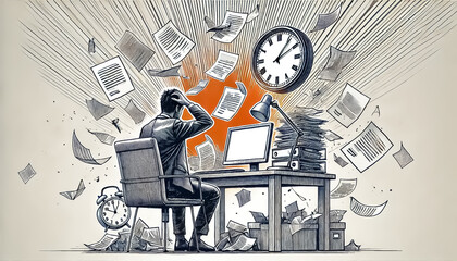 Man sitting at a desk in front of a computer