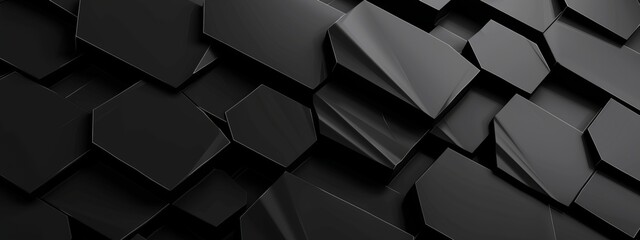 Geometric Tessellation on Black Background for Design, Banner Template, Minimalist Abstract Wallpaper with Copy Space, Simple Geometric Modern Wallpaper for Text Placement and Creative Use