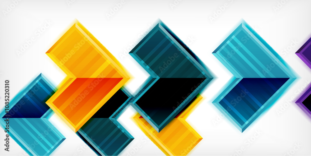 Poster Arrow symbols created with 3d effects and line texture geometric abstract background
