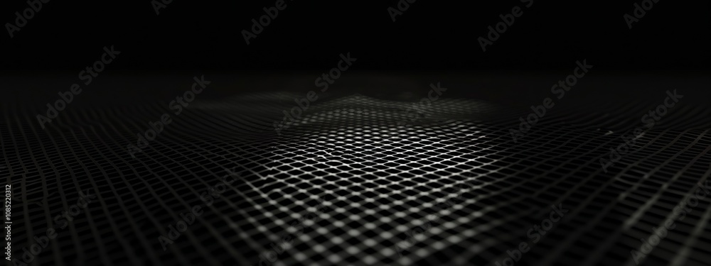 Poster Abstract dark grid pattern wallpaper with copy space. Minimalist design template with white center text area. Ideal for banners.