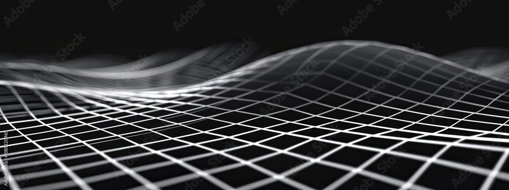 Aufkleber Black Background with Grid Pattern for Design, Featuring White Space in the Center for Text. Ideal for Banner Templates and Digital Projects. Abstract Minimalist Wallpaper.