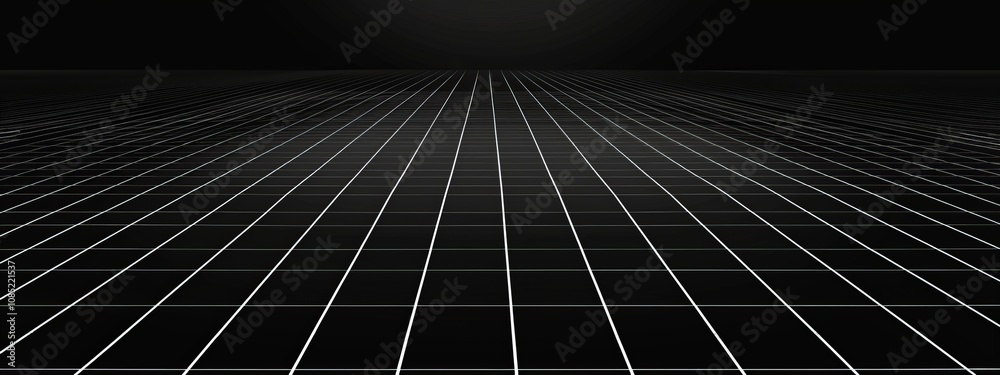 Poster Black Background with Grid Pattern for Design Banner Template, Featuring Minimalist Wallpaper with Copy Space on Black Background
