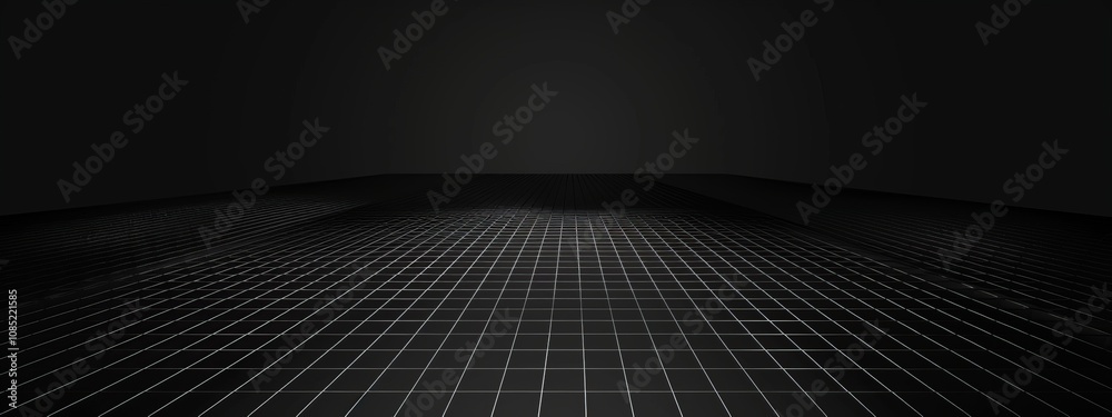 Poster Black Background with Grid Pattern for Design Banner Template, Featuring Minimalist Wallpaper with Copy Space on Black Background