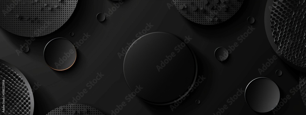 Poster Contemporary geometric design with grid pattern on black background. Featuring white space in the center for text, ideal for design templates and modern banners.