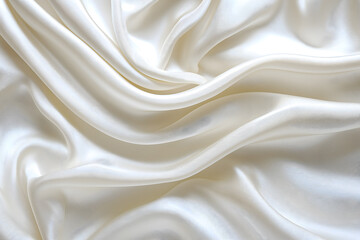 Fototapeta premium Shiny creamy white velvet, silk or chiffon fabric arranged in a embossed pattern reflecting light beautifully, suitable for use as a background or wallpaper. 