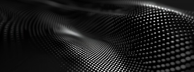Black Background with Grid Patterns and Circles for Design Banner Template, Featuring Abstract Minimalist Wallpaper with Copy Space on Black Background