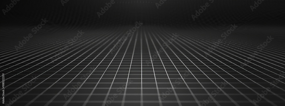 Aufkleber Black Background with Grid Patterns and Lines, Banner Template with White Space for Text. Minimalist Abstract Wallpaper with Copy Space on Black Background. Clean Modern Wallpaper.