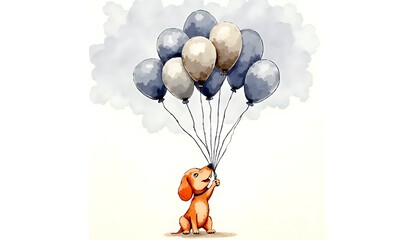 dog with balloons